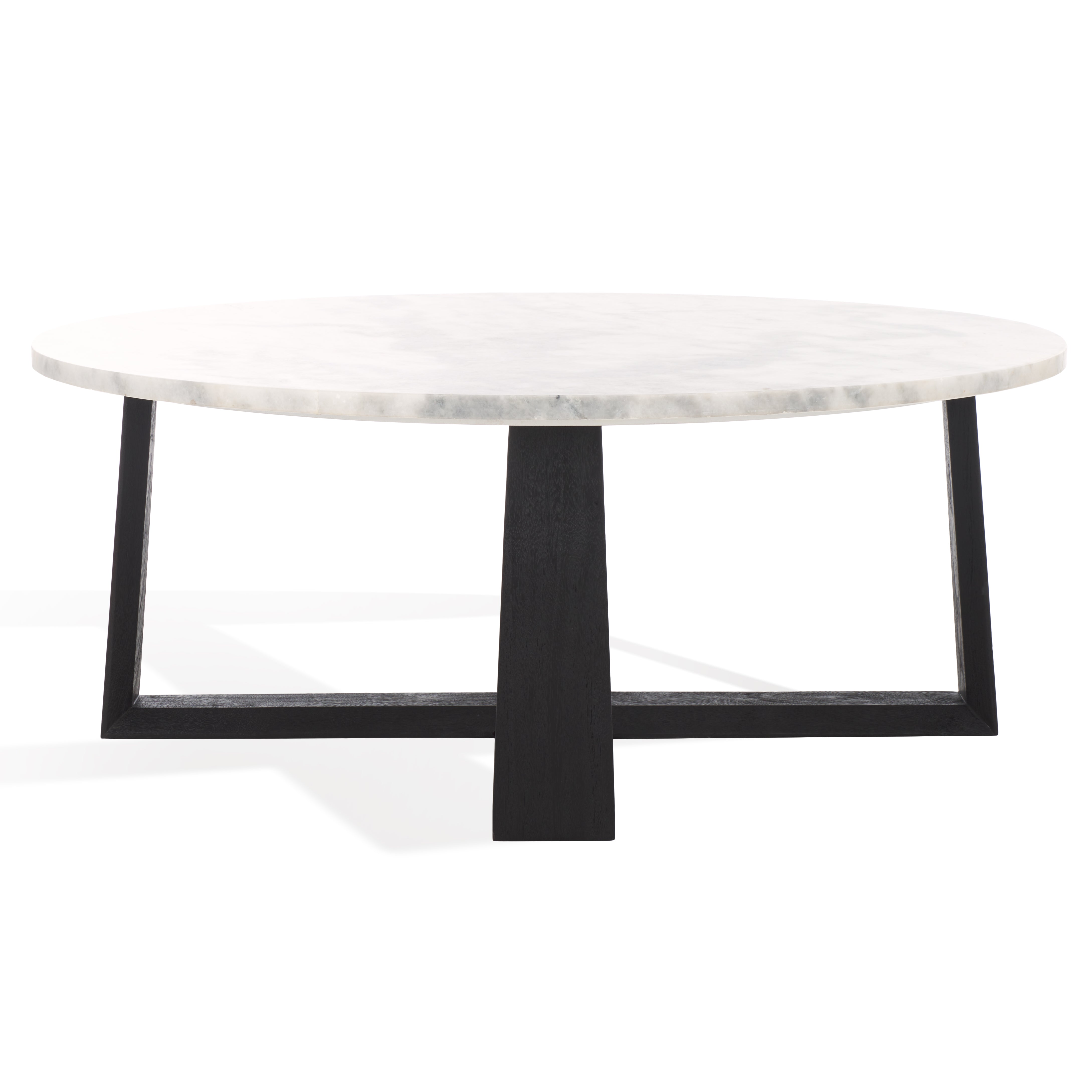 Safavieh Couture Trenton Round Marble Top Coffee Table, SFV9718 - White / Black