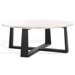 Safavieh Couture Trenton Round Marble Top Coffee Table, SFV9718 - White / Black