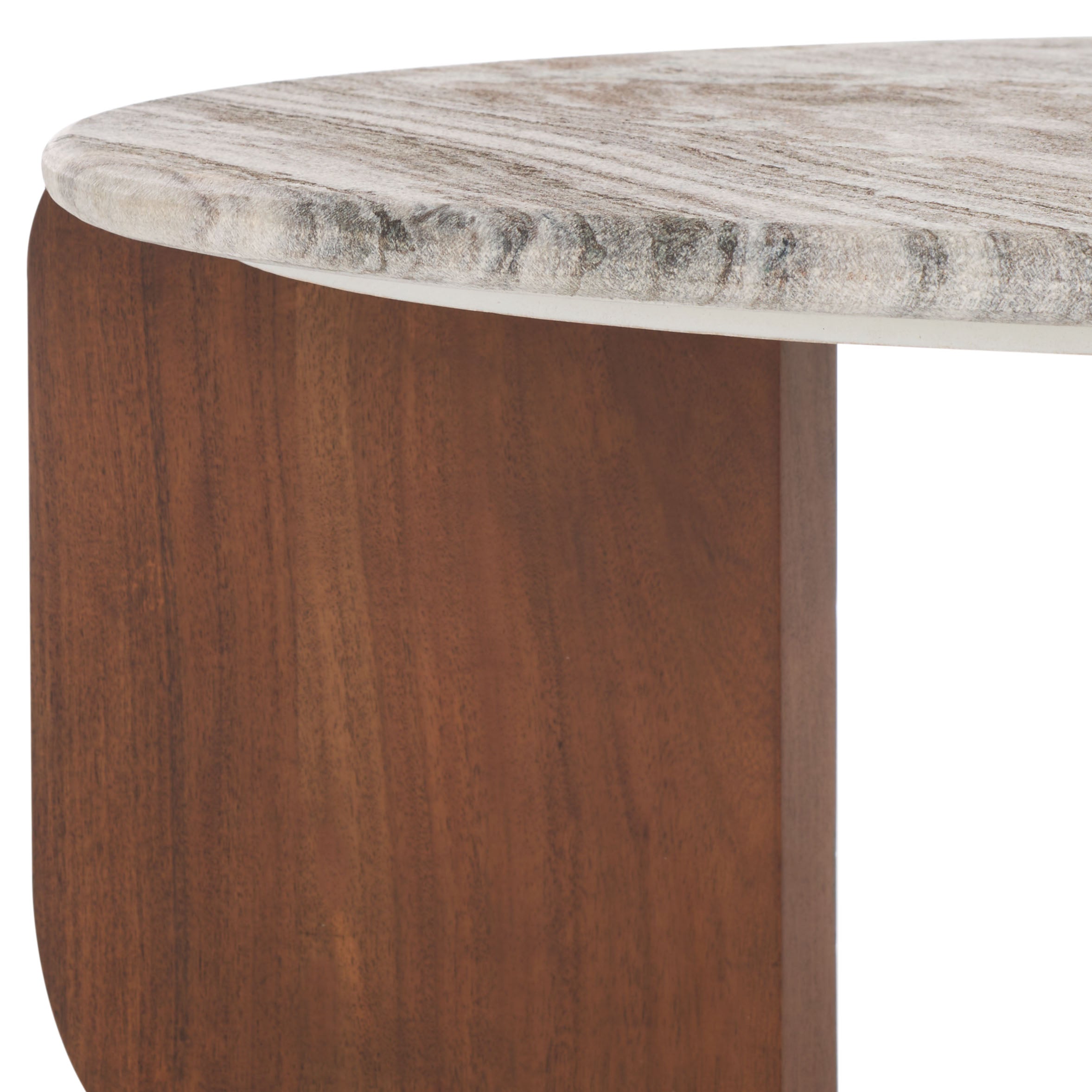 Safavieh Couture Graelyn Marble Top Coffee Table, SFV9724 - Walnut / Grey