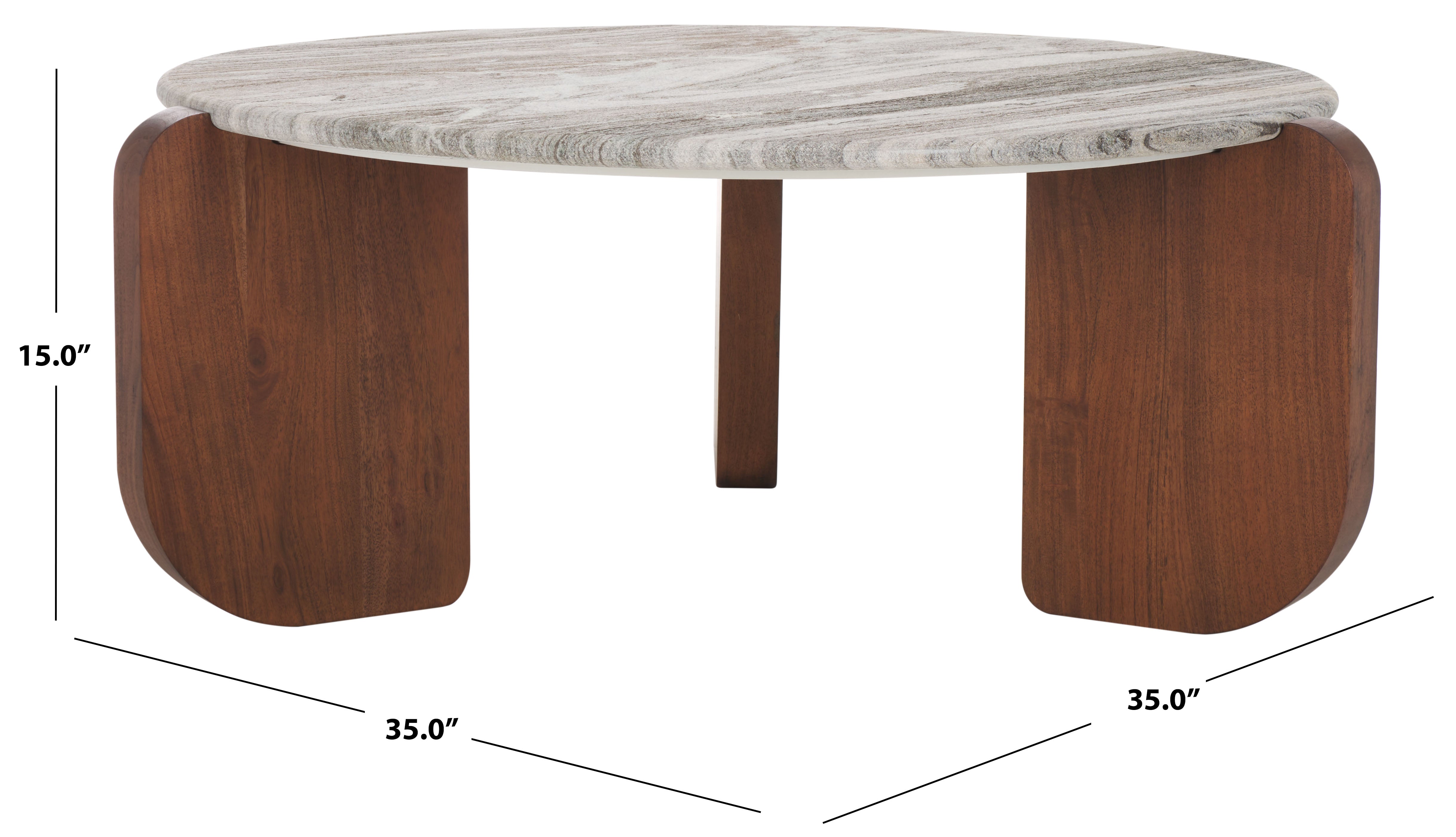 Safavieh Couture Graelyn Marble Top Coffee Table, SFV9724 - Walnut / Grey