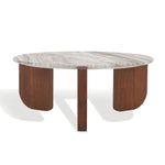 Safavieh Couture Graelyn Marble Top Coffee Table, SFV9724 - Walnut / Grey