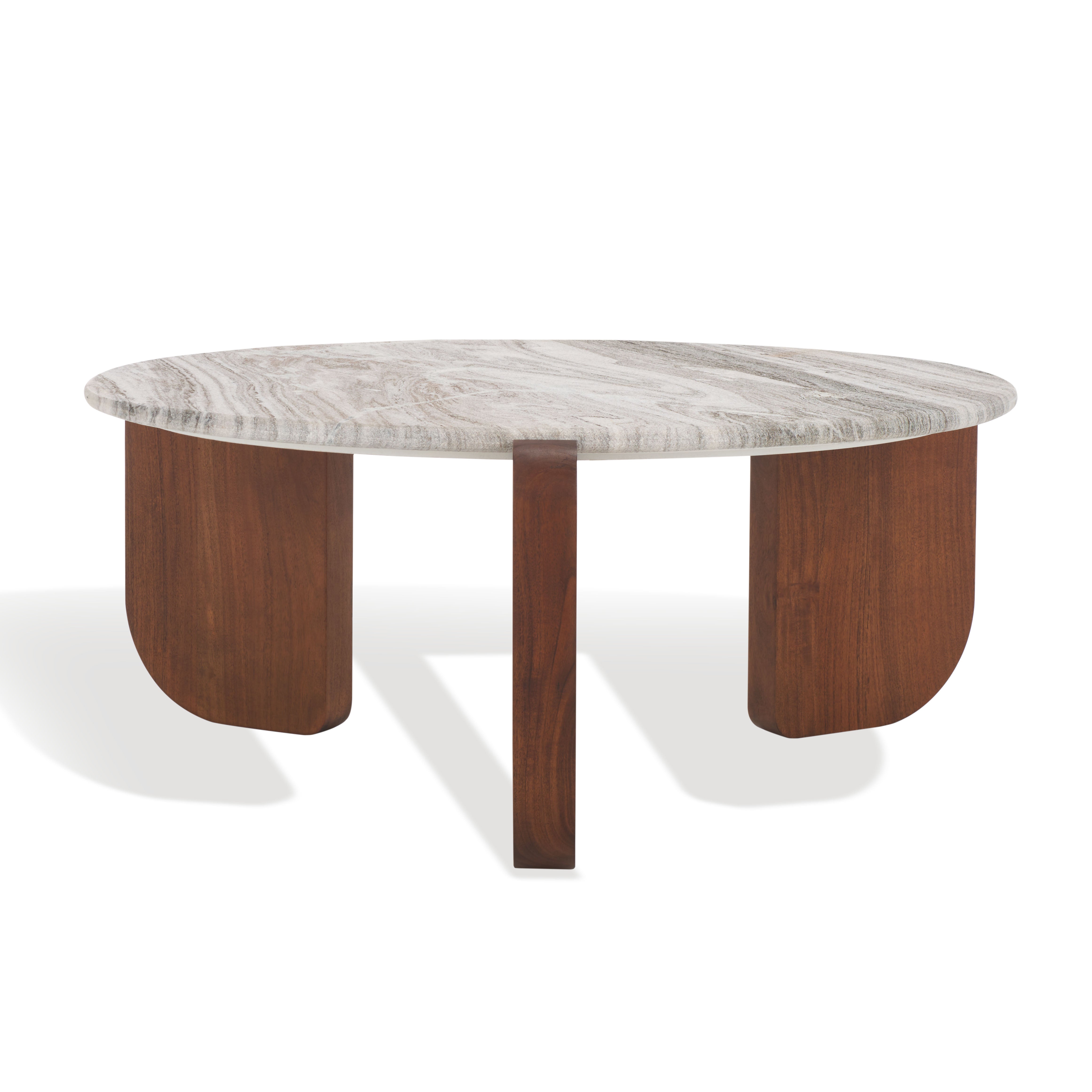 Safavieh Couture Graelyn Marble Top Coffee Table, SFV9724 - Walnut / Grey