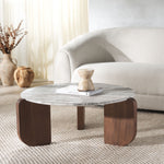 Safavieh Couture Graelyn Marble Top Coffee Table, SFV9724 - Walnut / Grey