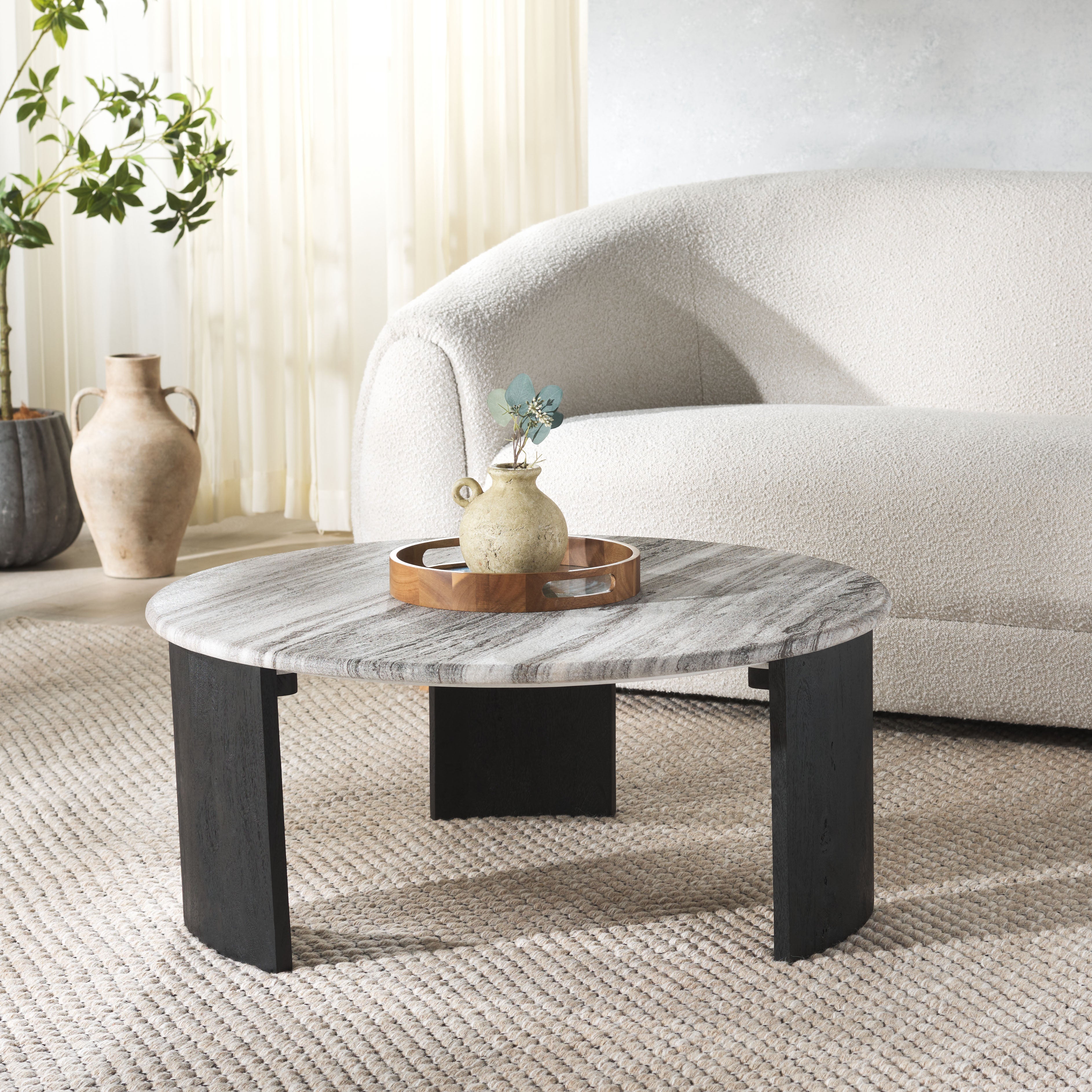 Safavieh Couture Dannica Marble Top Coffee Table, SFV9725 - Black / Grey