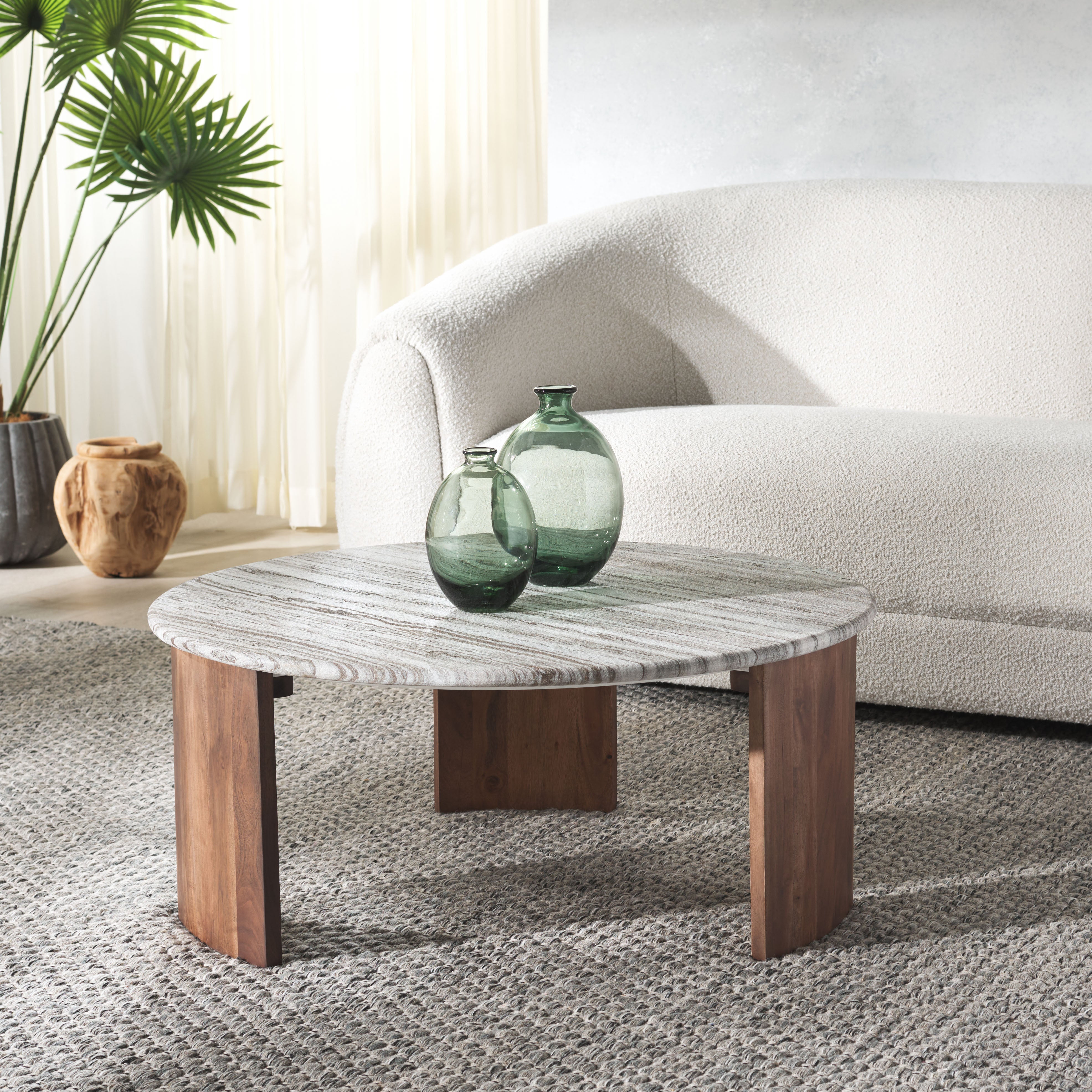 Safavieh Couture Dannica Marble Top Coffee Table, SFV9725 - Walnut / Grey