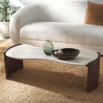 Safavieh Couture Sheyenne Travertine Top Coffee Table, SFV9728 - Travertine / Dark Brown