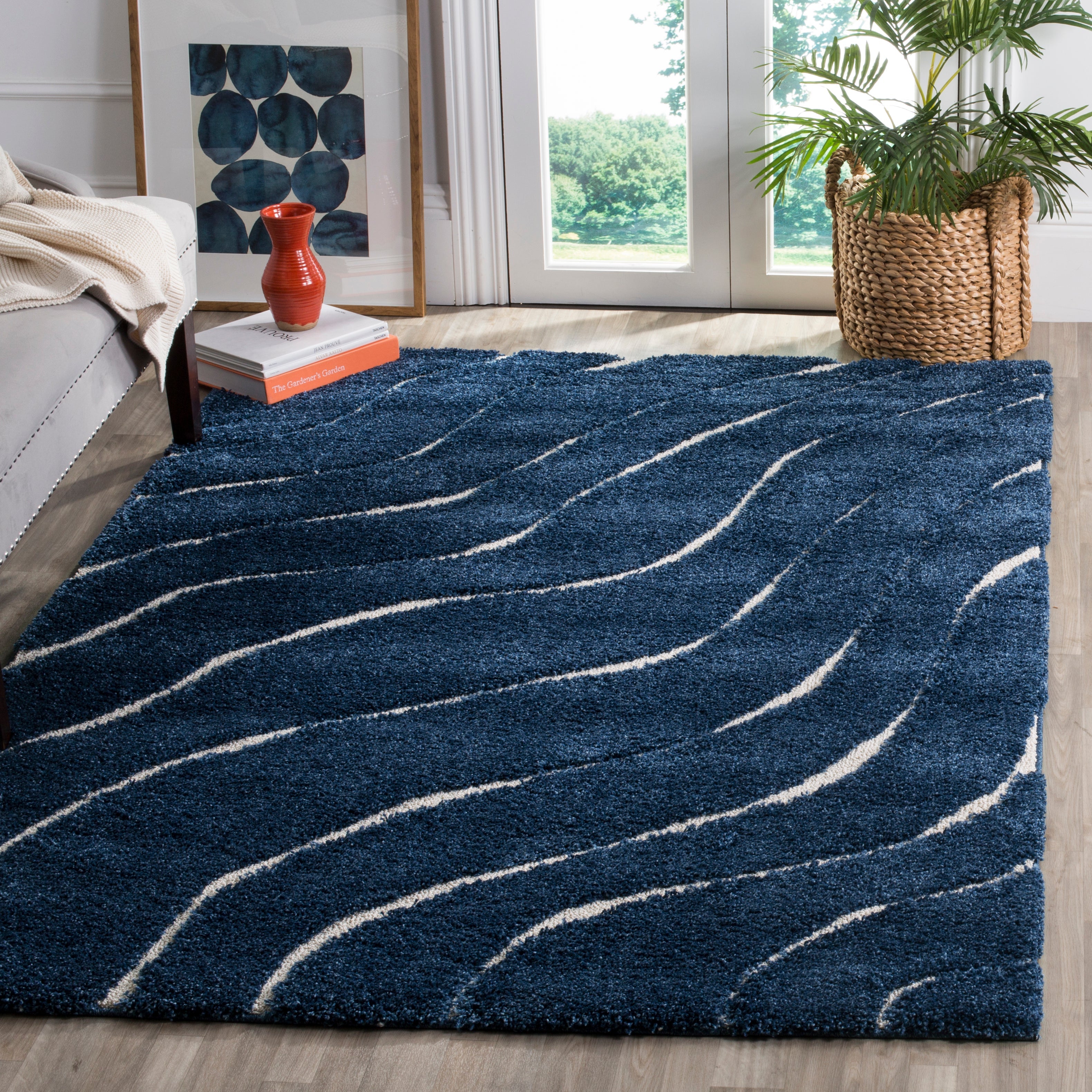 Safavieh Shag 472 Rug, SG472 - Dark Blue / Cream