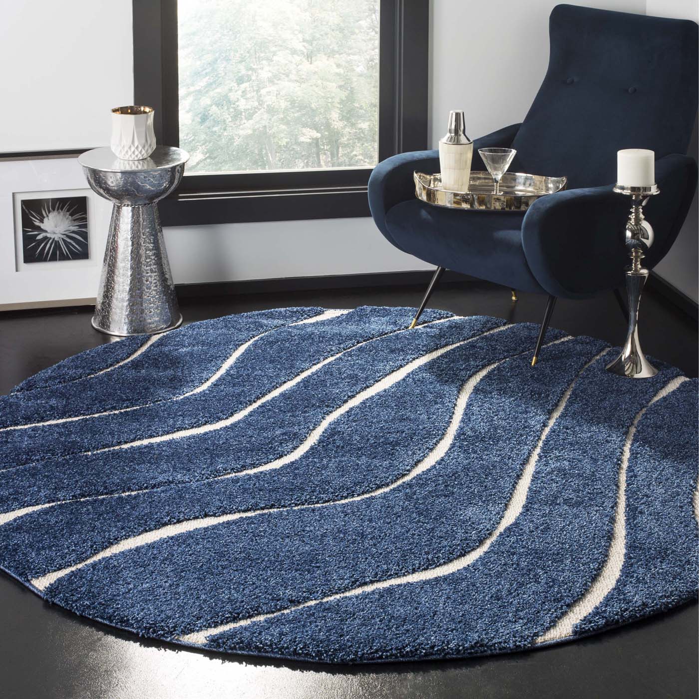 Safavieh Shag 472 Rug, SG472 - Dark Blue / Cream