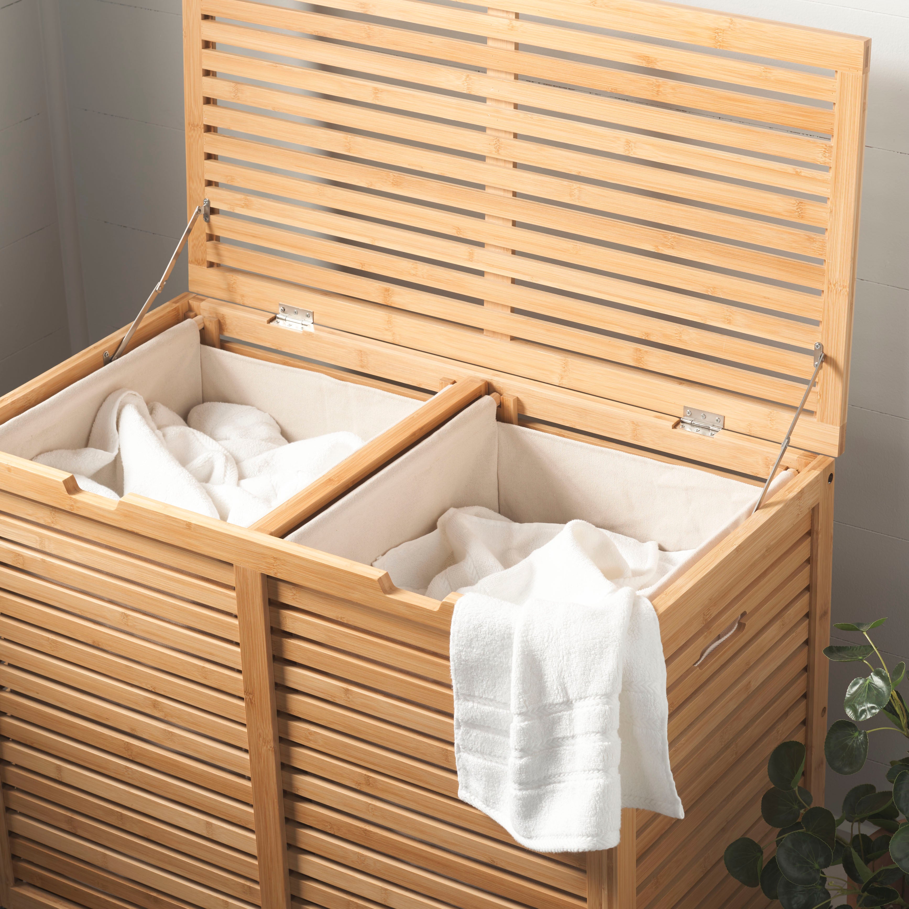 Safavieh Lahiri 2 Compartment Laundry Basket, STG1904 - Natural / Beige