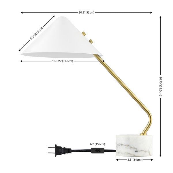 Safavieh Sheilds, 20.75 Inch, Iron/Marble Table Lamp, TBL4535 - White / Brass