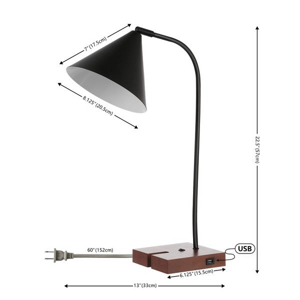 Safavieh Nuka, 22 Inch, Iron Table Lamp, TBL4544 - Black / Walnut