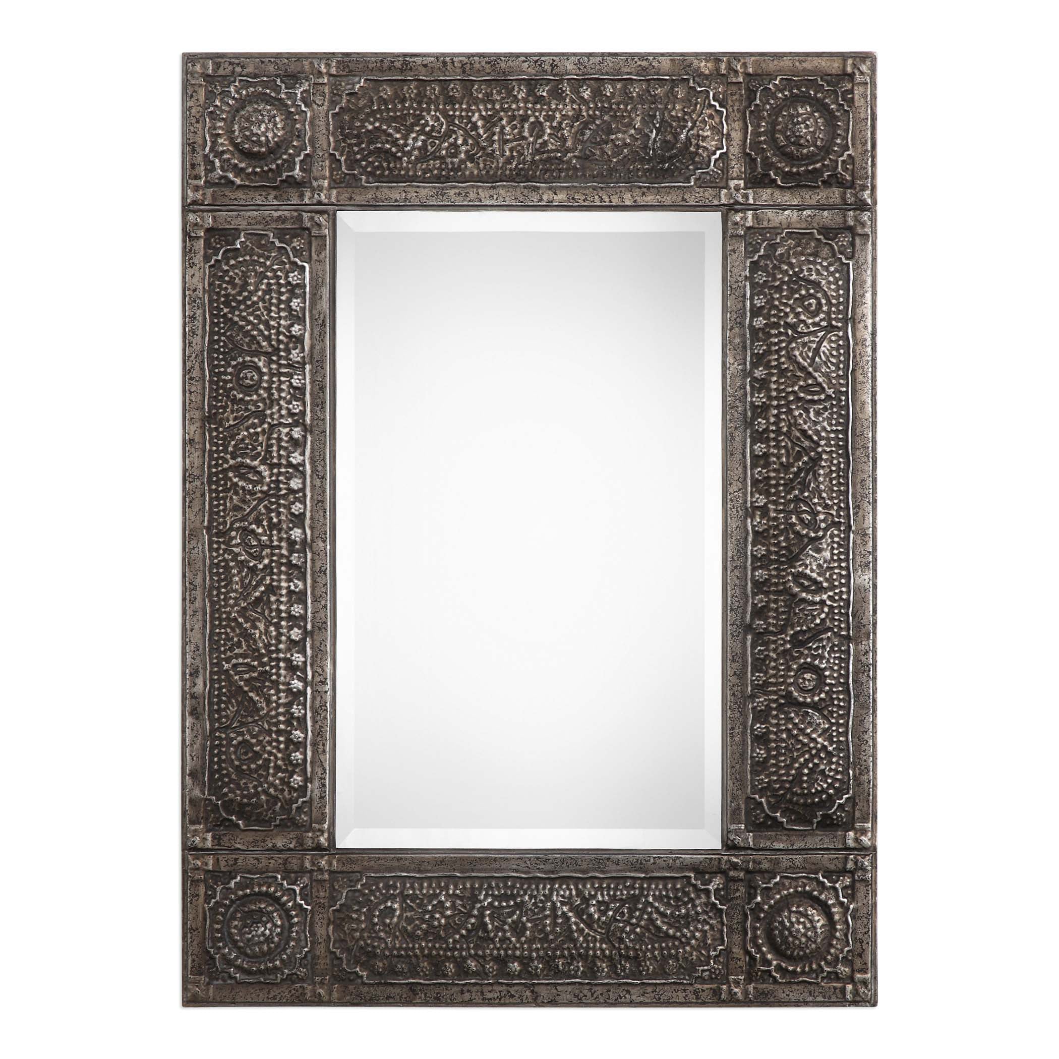 Home Decor Mirror Antiqued Rust Gray Wash