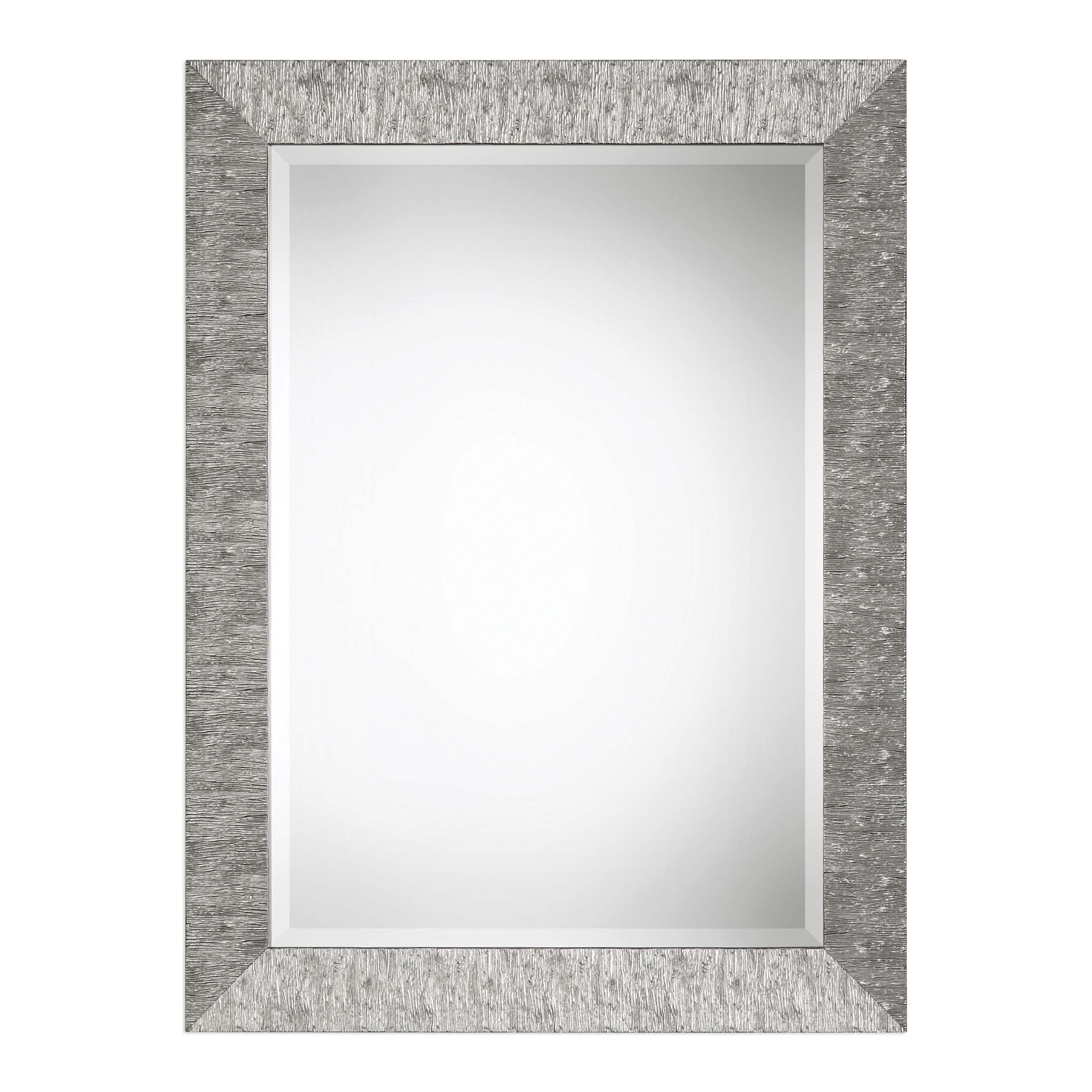 Home Decor Mirror Textured Surface - Metallic Silver Finish