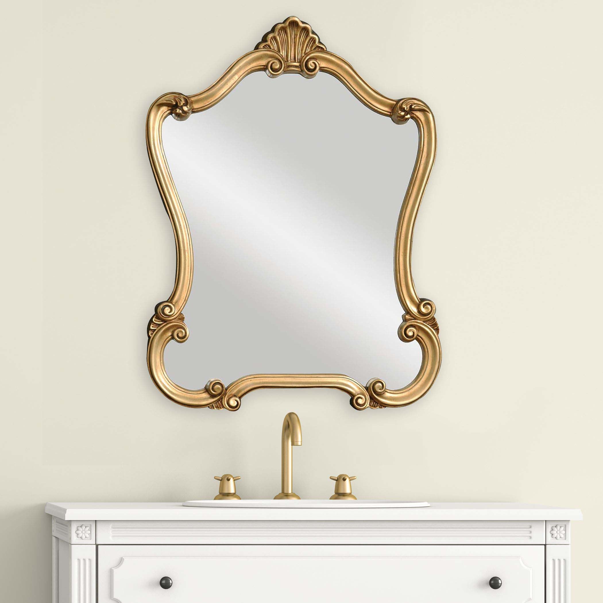 Home Decor Mirror - Lightly Distressed Gold Finish