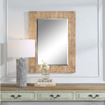 Home Decor Mirror - Chevron Pattern Designed In A Natural Solid Wood