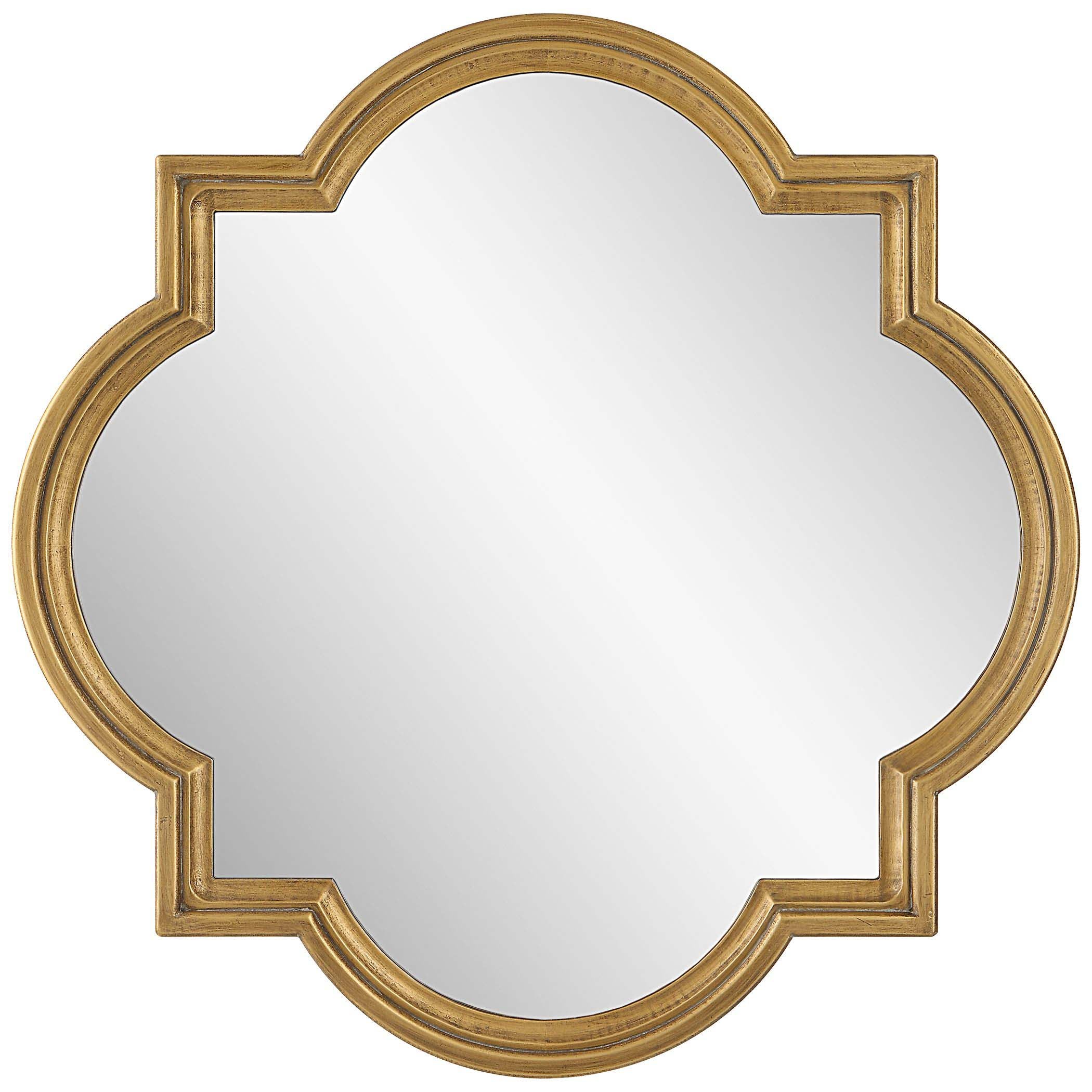 Home Decor Mirror - Gold With Gray Glaze