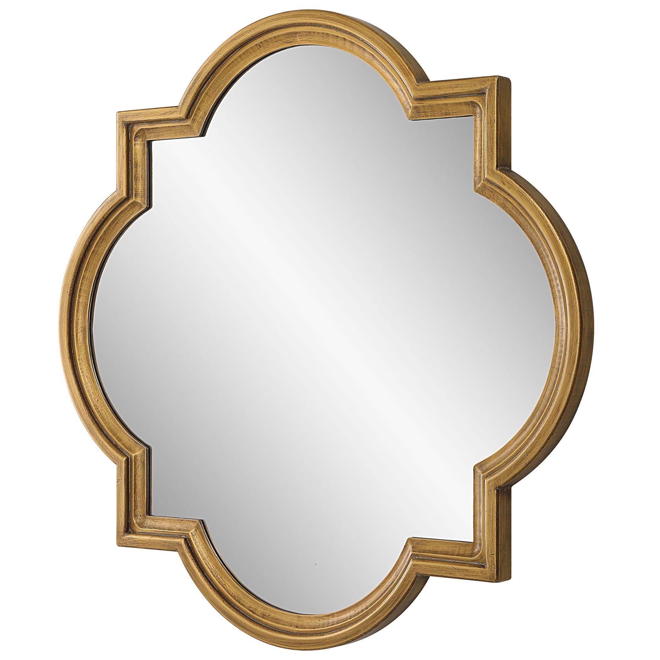 Home Decor Mirror - Gold With Gray Glaze