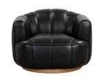 Tadeo Swivel Lounge Chair - Rustic Oak  Vintage Black Night Leather