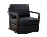 Castell Swivel Lounge Chair - Brown  Cortina Black Leather