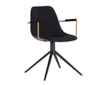 Cassius Swivel Dining Armchair - Abbington Black / Bravo Black