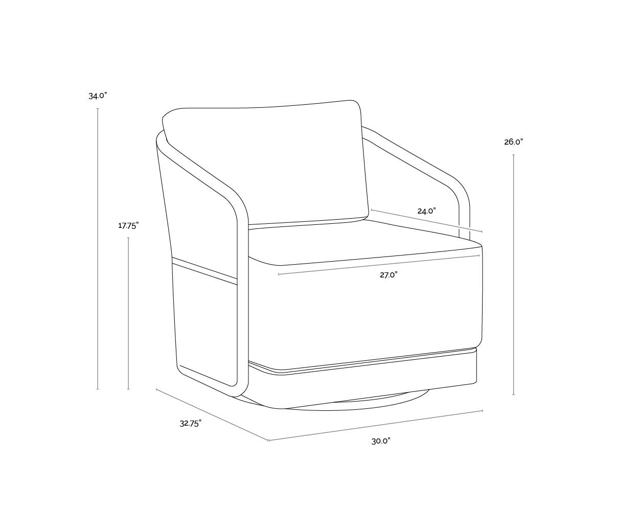 Allariz Swivel Armchair - Greige  Stinson White