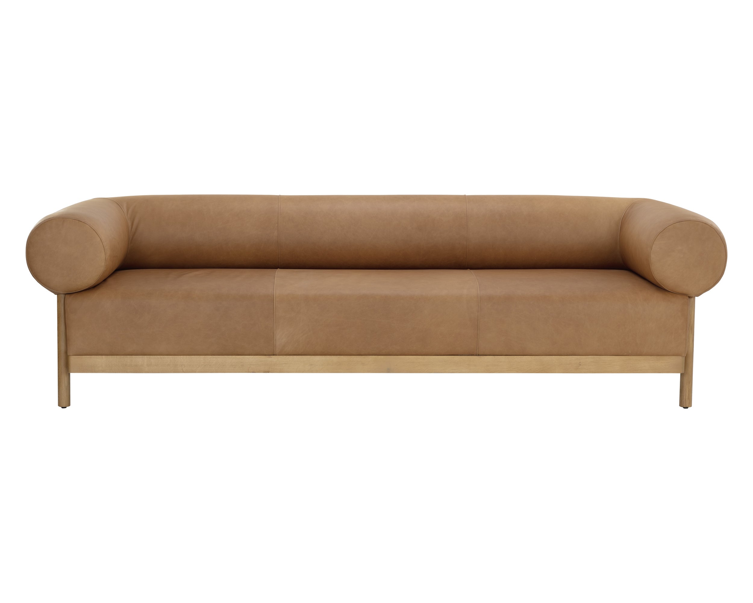 Bromley Sofa - Rustic Oak  Ludlow Sesame Leather