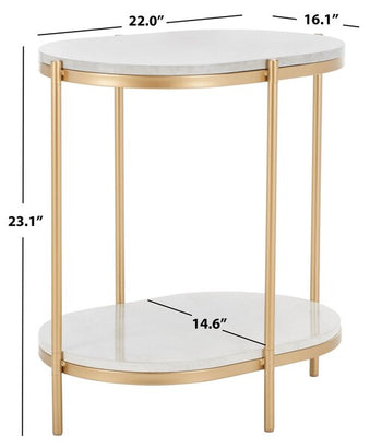 Safavieh Dove End Table, ACC2501 - White Faux Marble  / Gold 