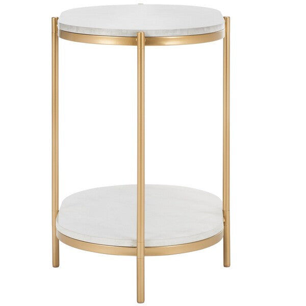 Safavieh Dove End Table, ACC2501 - White Faux Marble  / Gold 