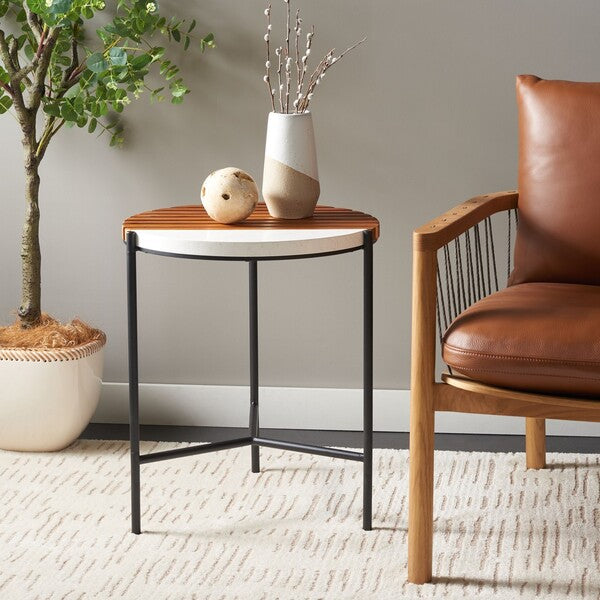 Safavieh Dallas End Table, ACC2502 - Brown / White Faux Marble 