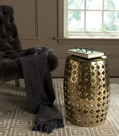 Safavieh Lacey Garden Stool - Plated Gold