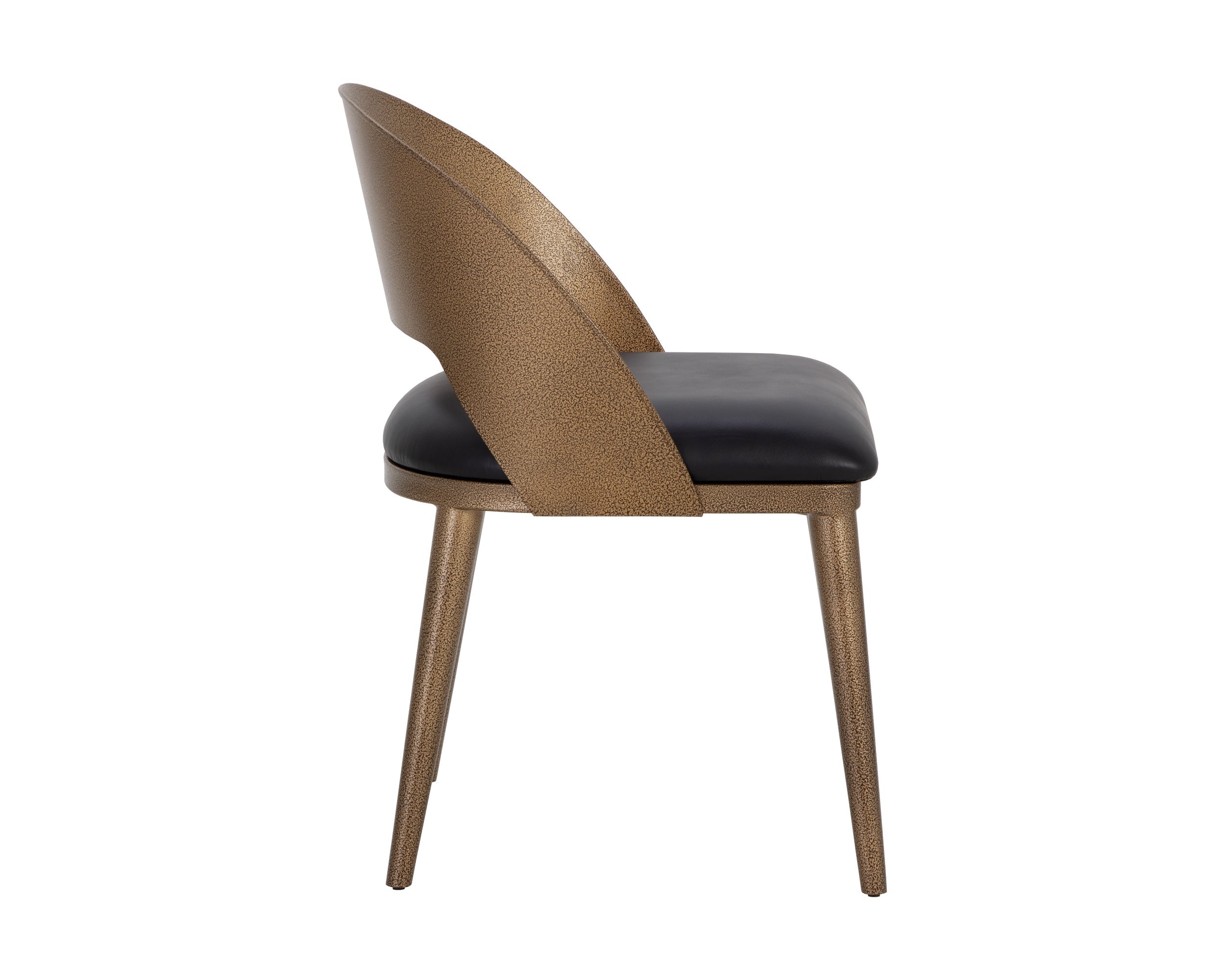 Dezirae Dining Chair - Antique Brass  Charcoal Black Leather