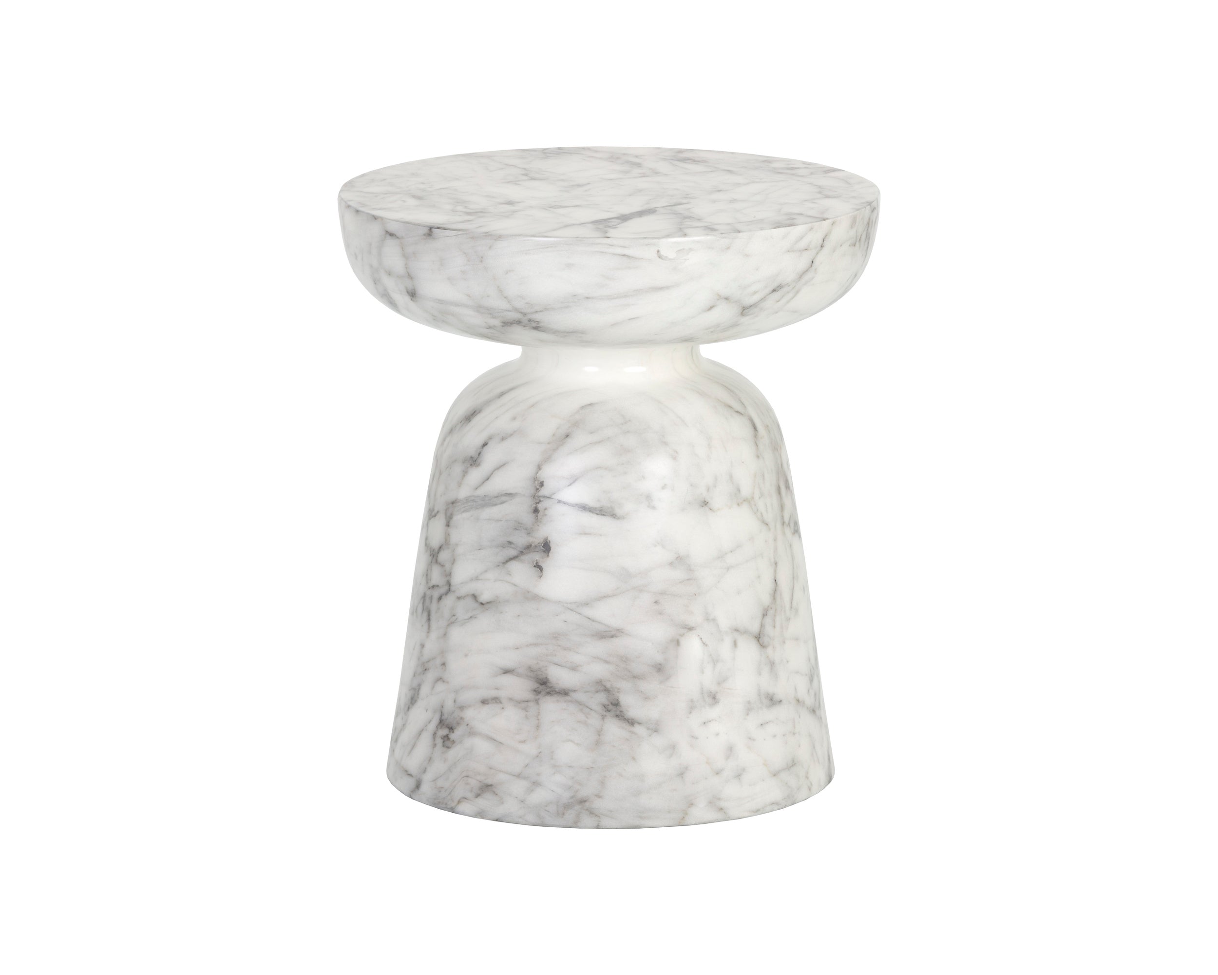 Lucida End Table - Marble Look  White