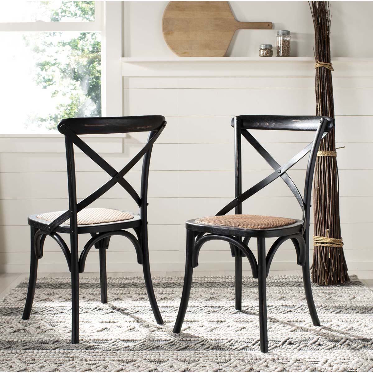 Safavieh Franklin 18''H X Back Farmhouse Chair (Set Of 2), AMH9500 - Antique Black