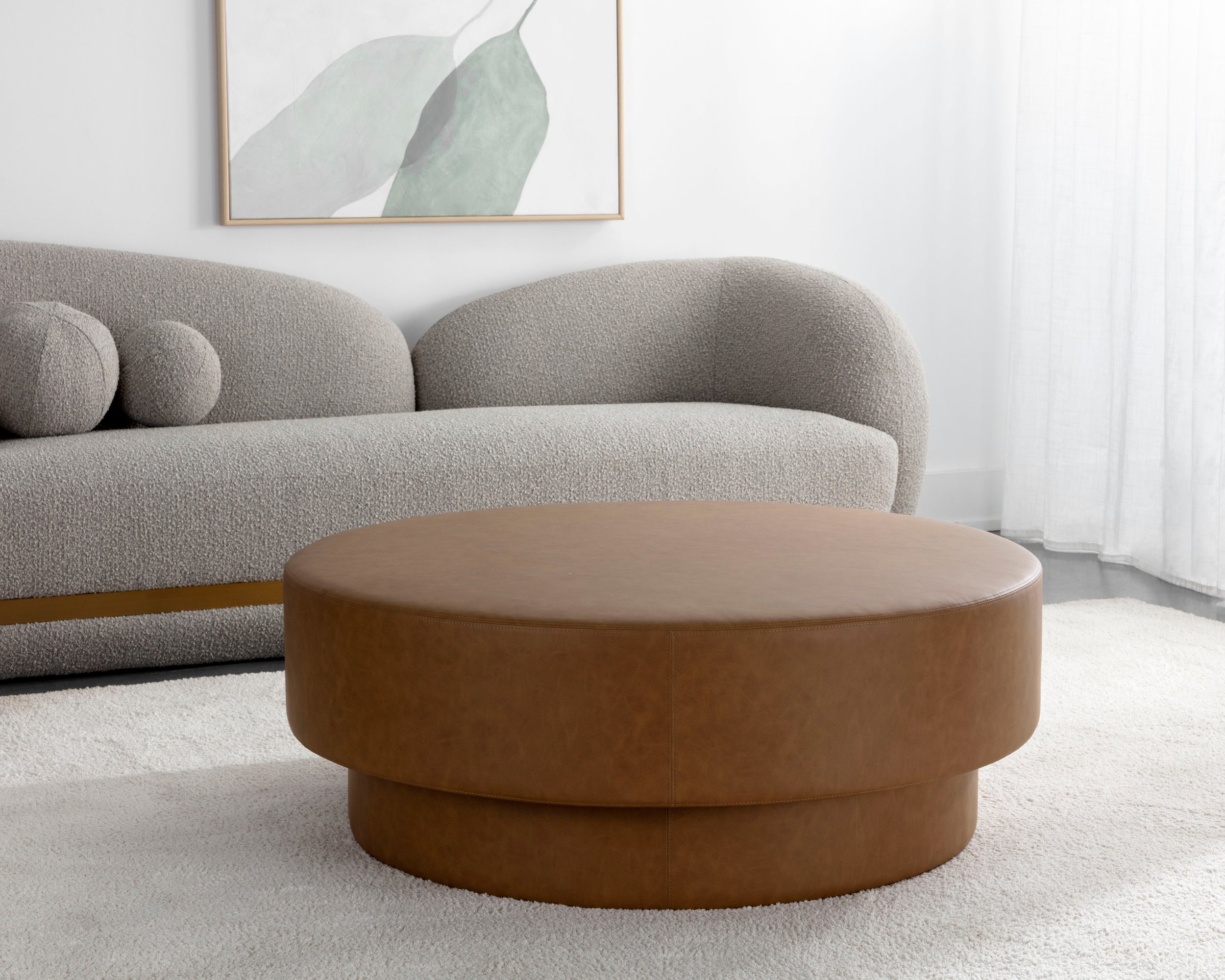 Arlo Ottoman - Milliken Cognac