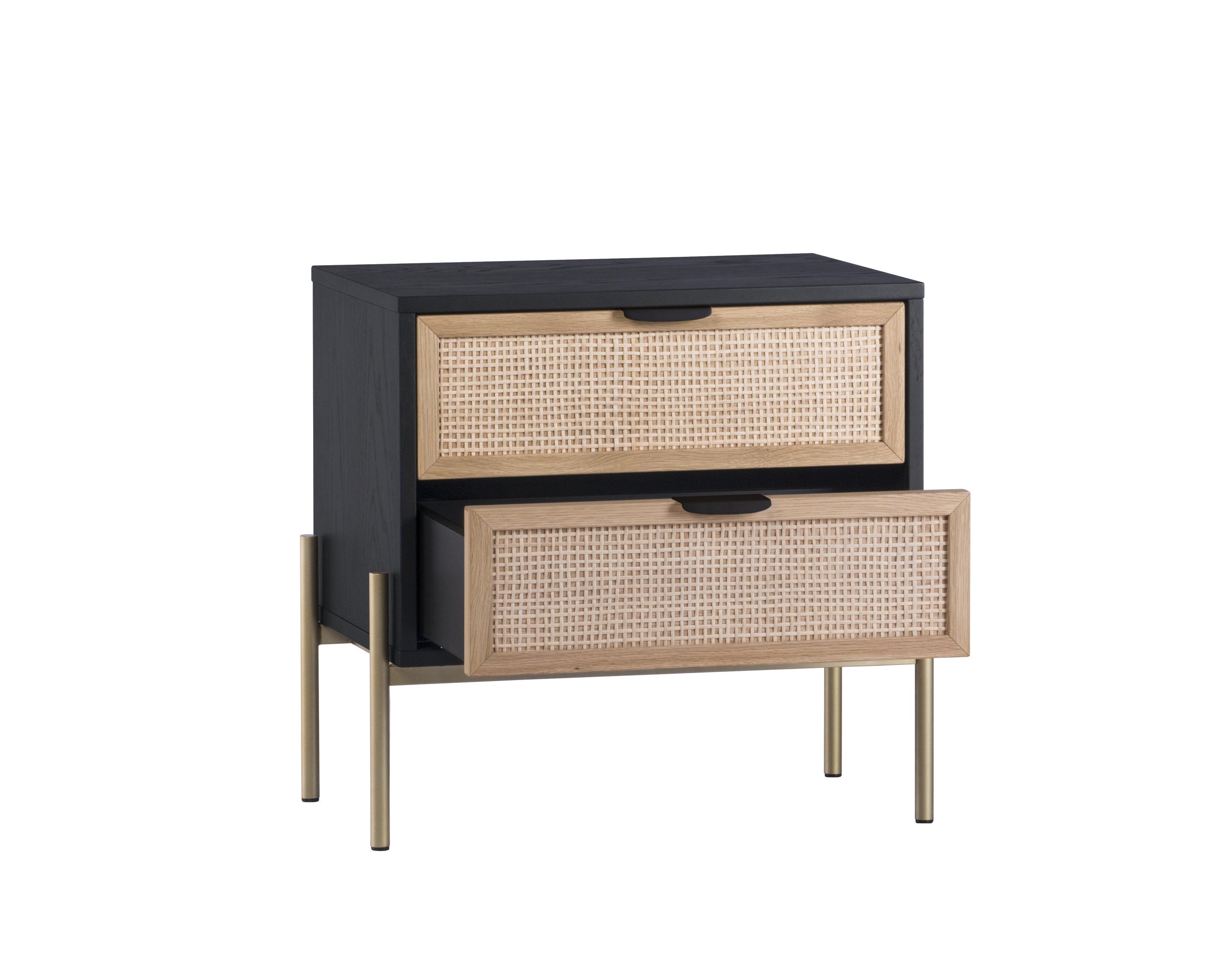 Avida Nightstand - Gold  Black/Natural