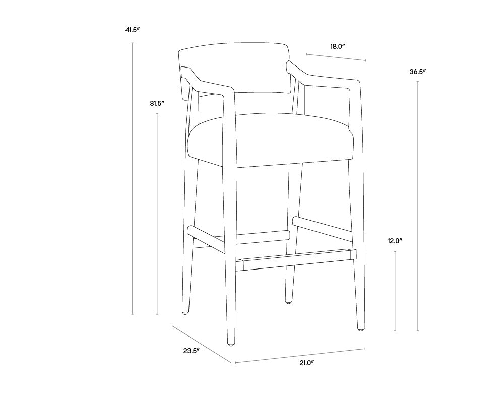 Keagan Barstool - Shalimar Tobacco Leather