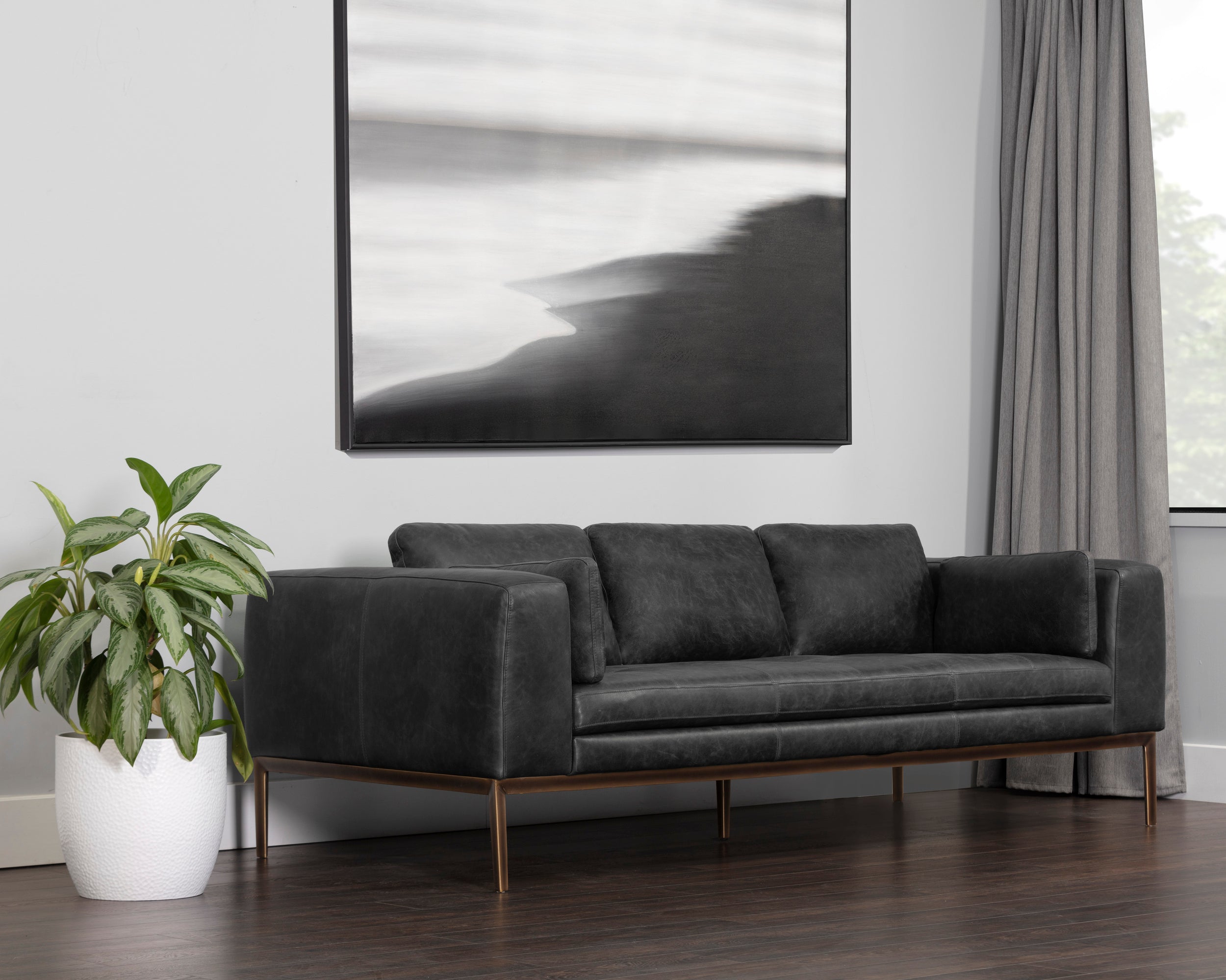 Burr Sofa - Serbia Black Leather