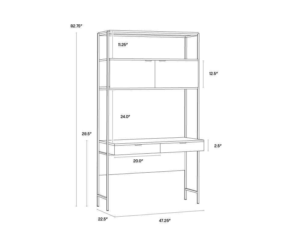 Ambrose Modular Wall Desk - Champagne Gold  Cream