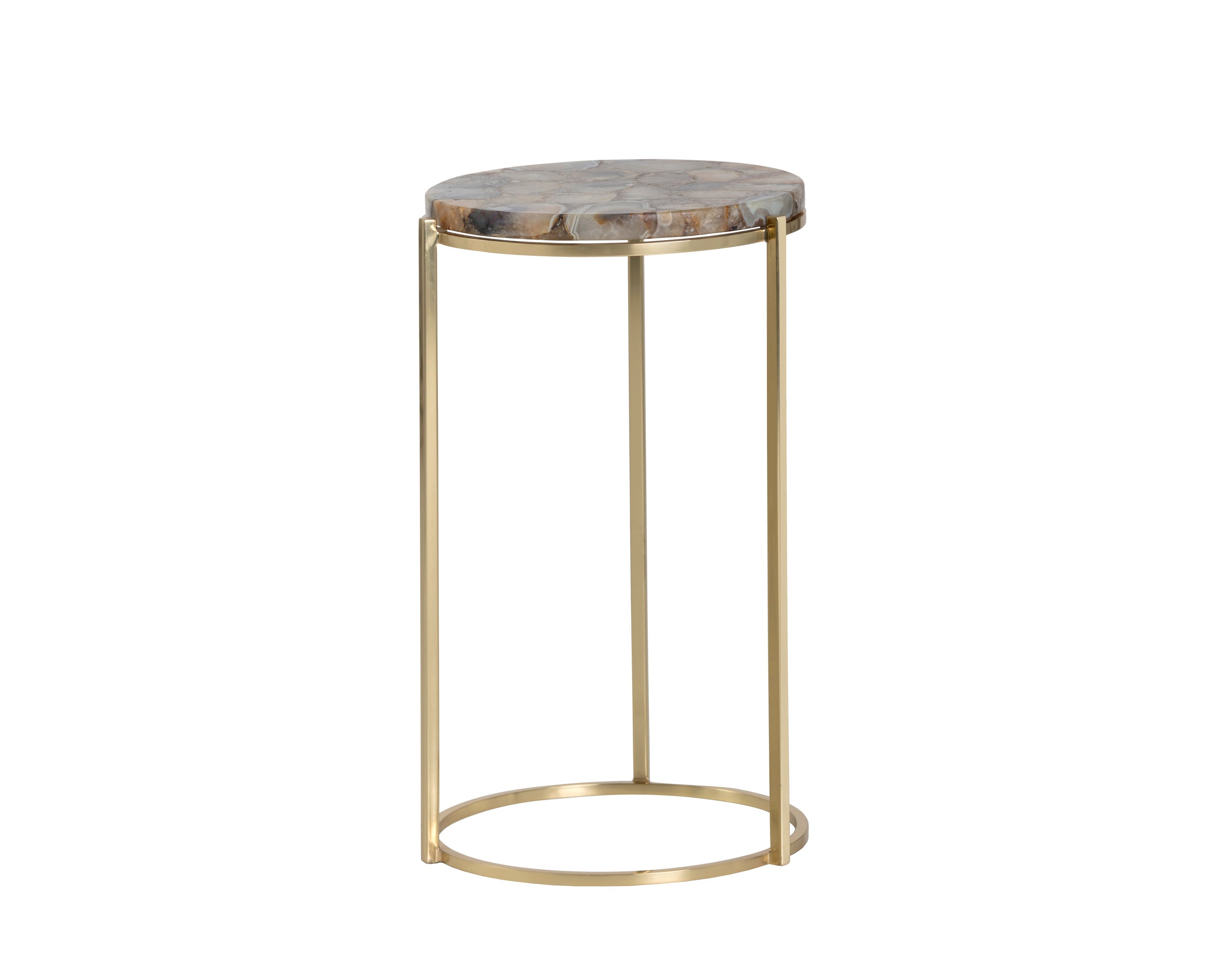 Tillie End Table - Brass  Natural Agate Stone