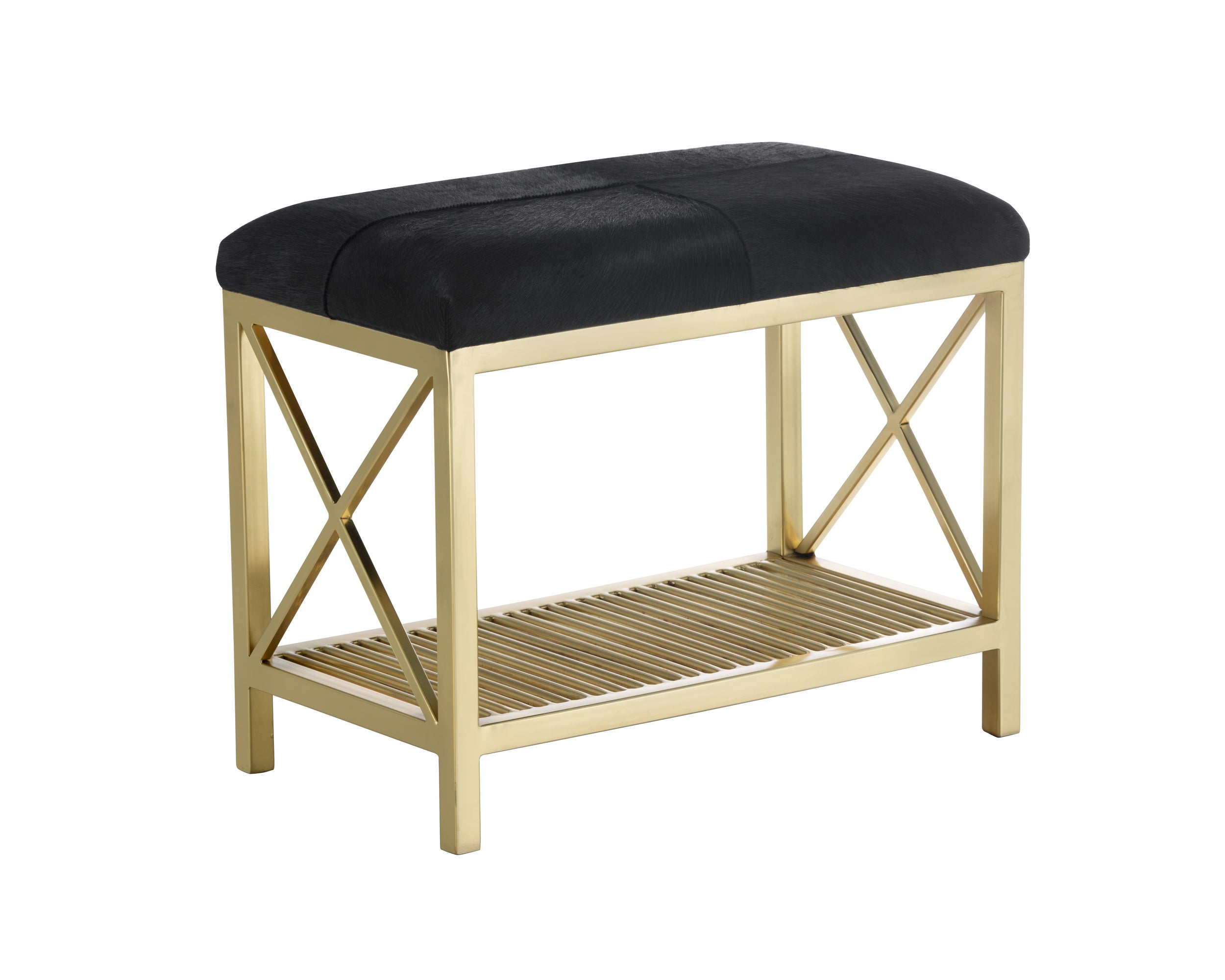 Bria Bench - Antique Brass  Black