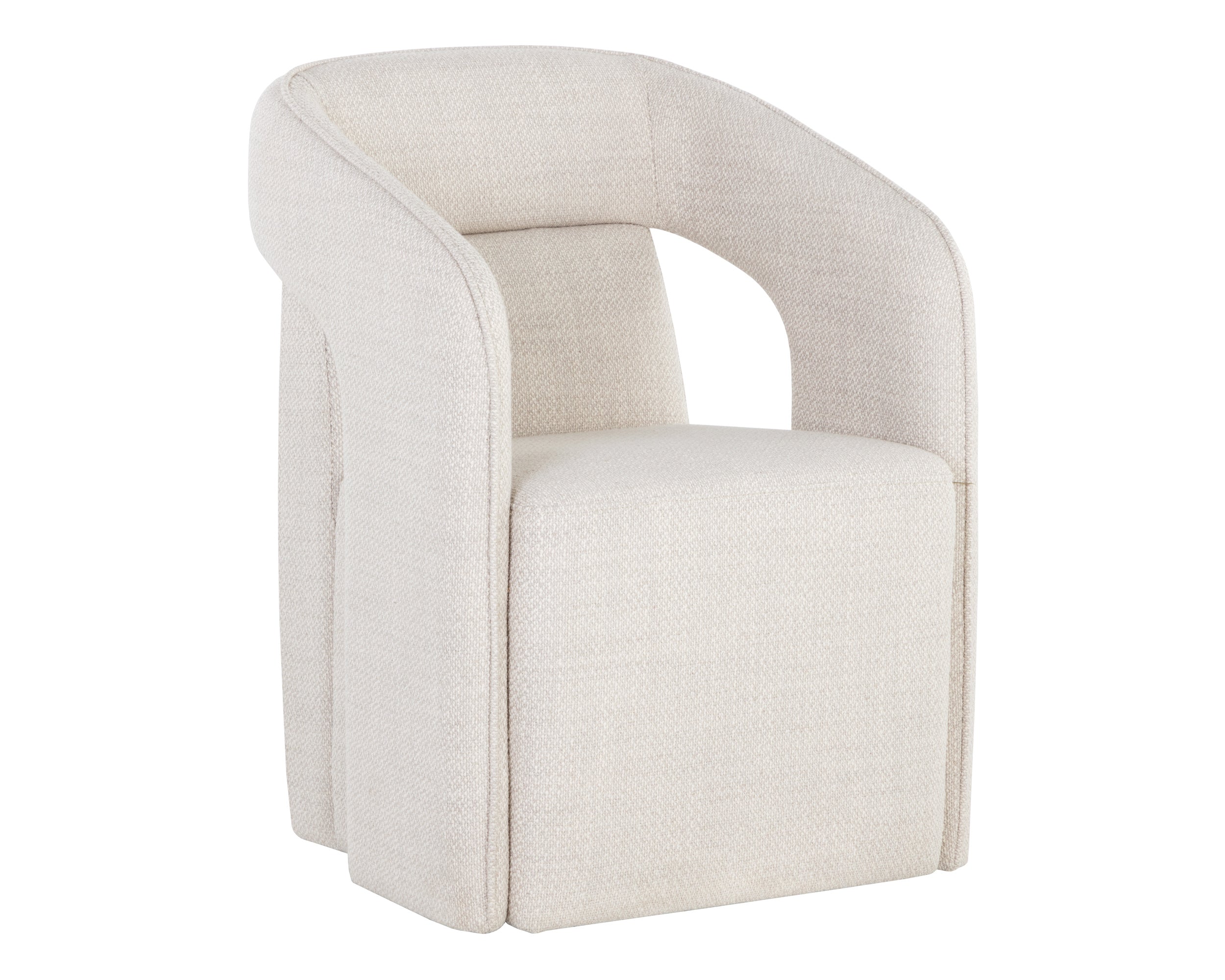 Kendrick Wheeled Dining Armchair - Moto Stucco