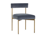 Seneca Dining Chair - Antique Brass  Velvet Slate