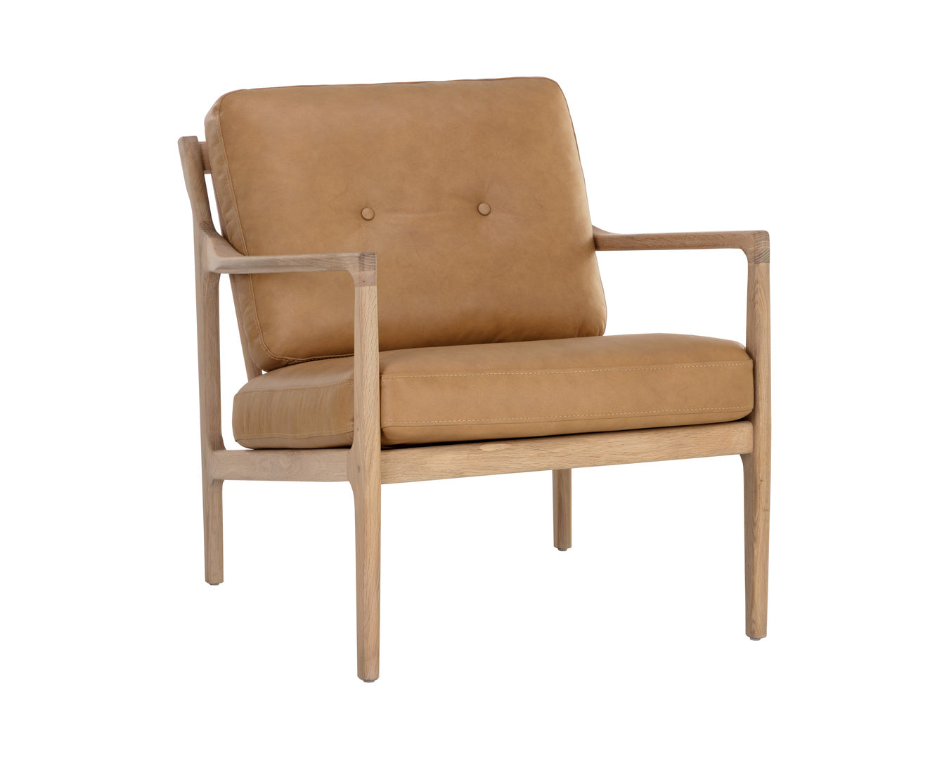 Gilmore Lounge Chair - Light Oak  Sahara Camel Leather