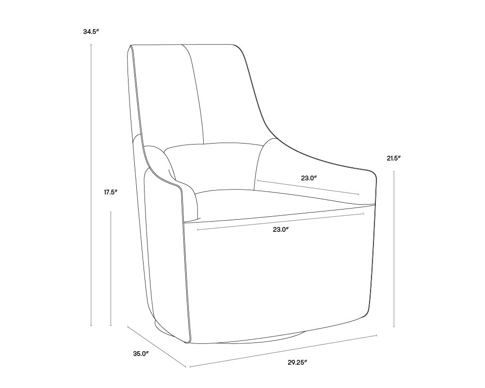 Carmine Swivel Lounge Chair - Cognac Leather