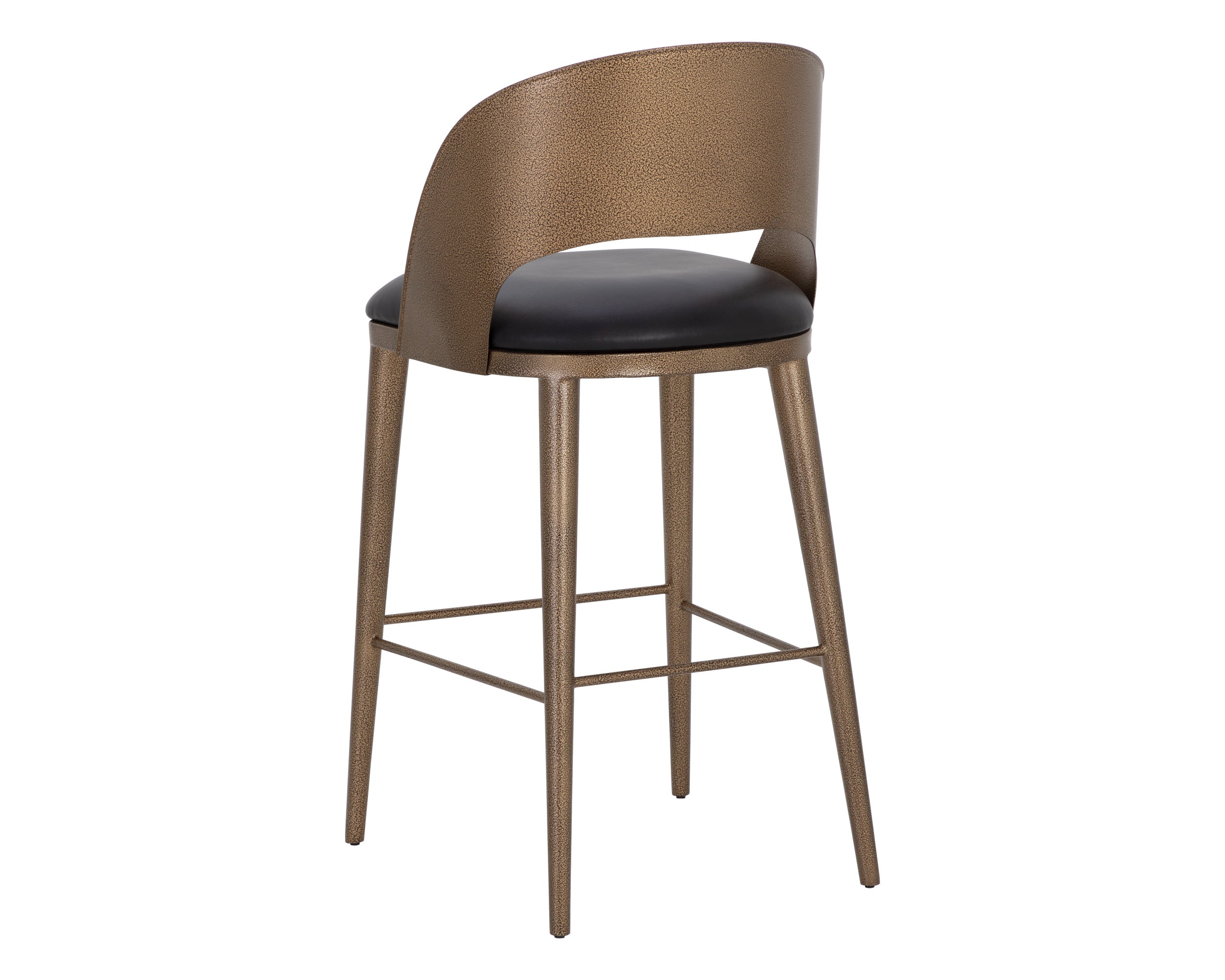 Dezirae Barstool - Antique Brass  Charcoal Black Leather