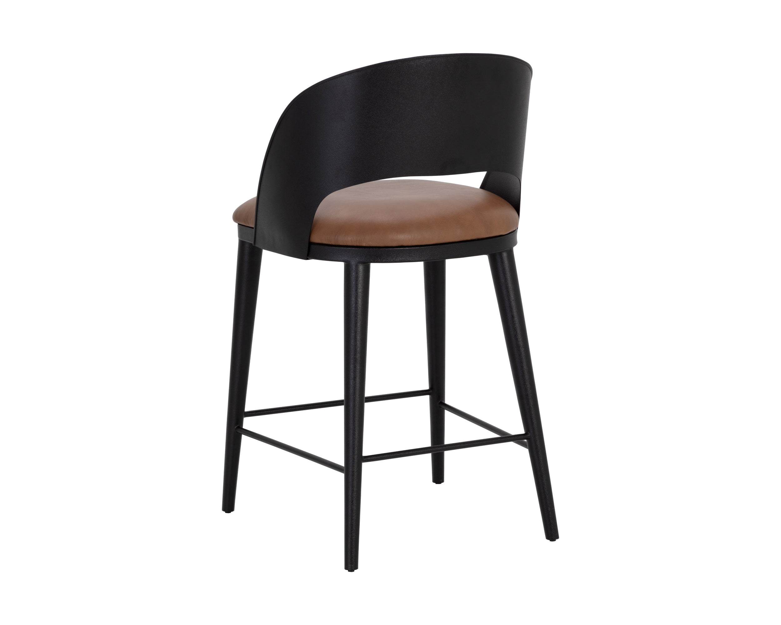 Dezirae Counter Stool - Black  Cognac Leather