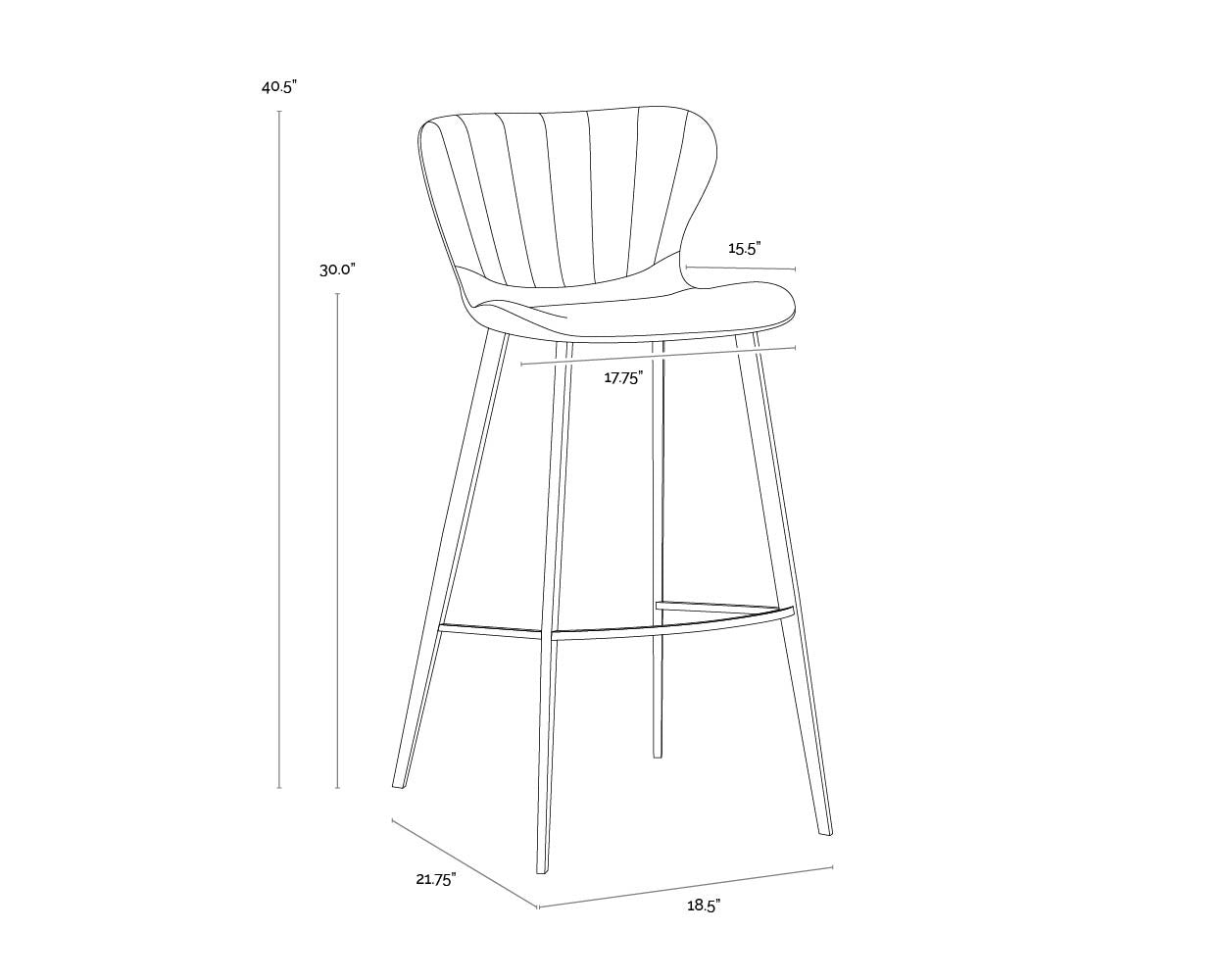 Arabella Barstool - Bravo Portabella / Polo Club Kohl Grey