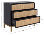 Safavieh Zadie 3 Drawer Rattan Chest, CHS5004 - Black / Gold