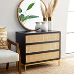 Safavieh Zadie 3 Drawer Rattan Chest, CHS5004 - Black / Gold