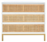 Safavieh Zadie 3 Drawer Rattan Chest, CHS5004 - White / Gold